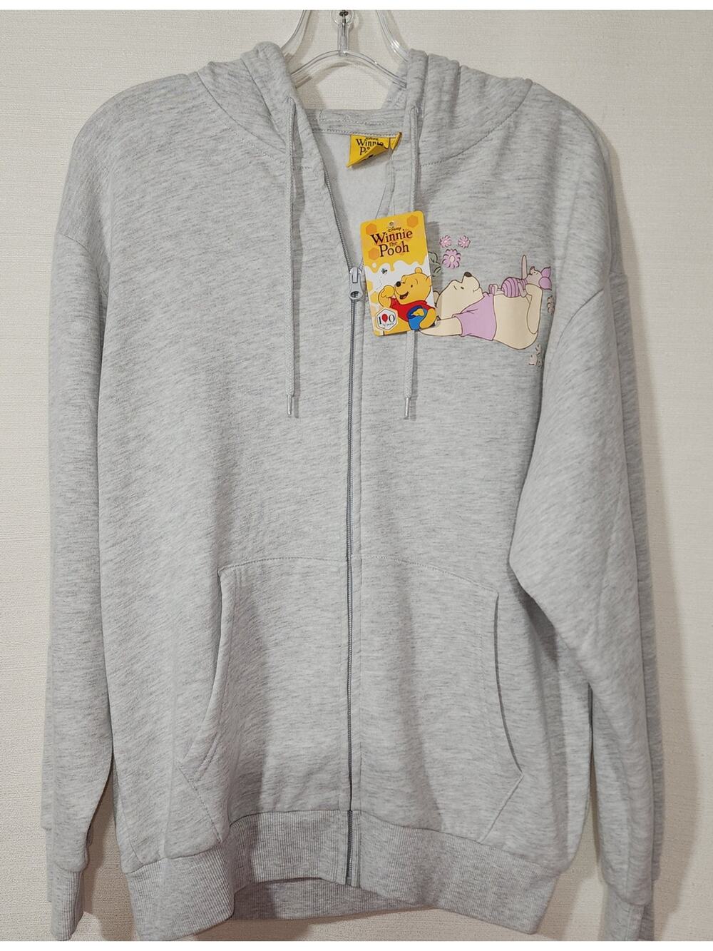 Winnie the pooh Gray zip up hoodie women's medium NWT